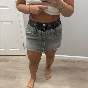 Zara Two-Tone Denim Mini Skirt